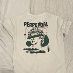 SHEIN White and Green Graphic Tee